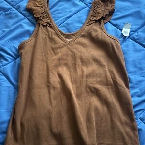 Old Navy Brown Ruffle Tank Top